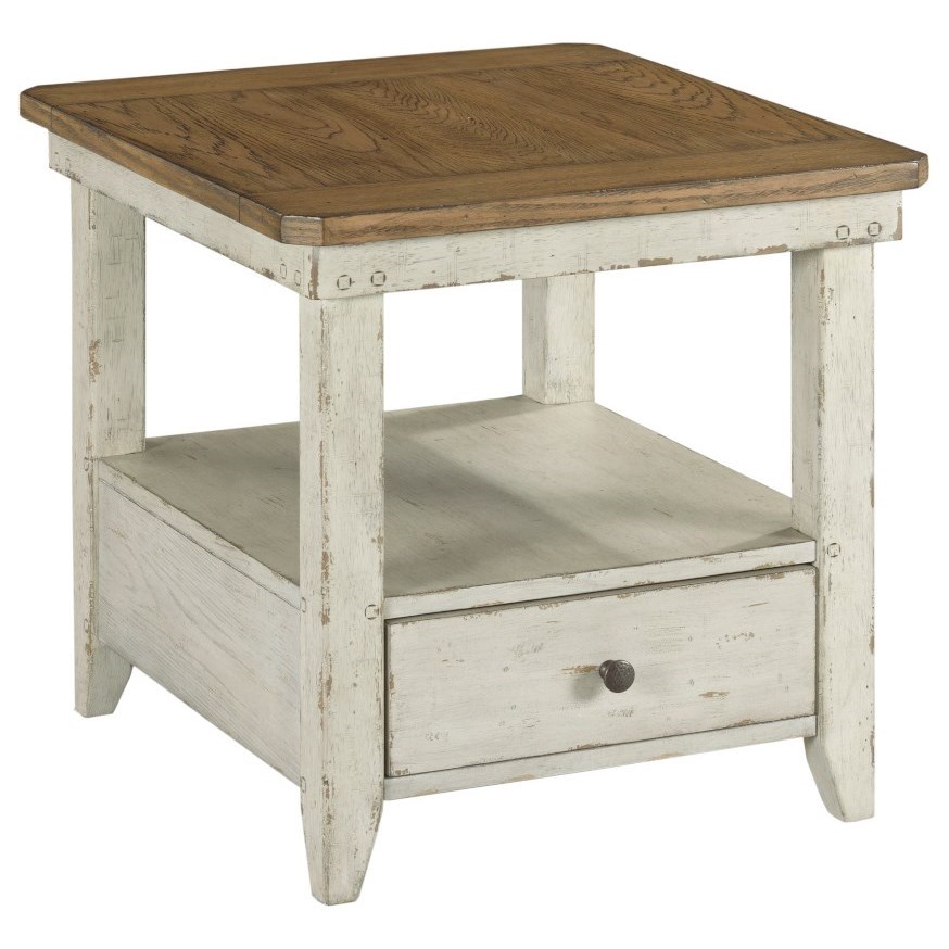 Hammary Chambers 988915 Farmhouse Rectangular End Table with Drawer Esprit Decor Home